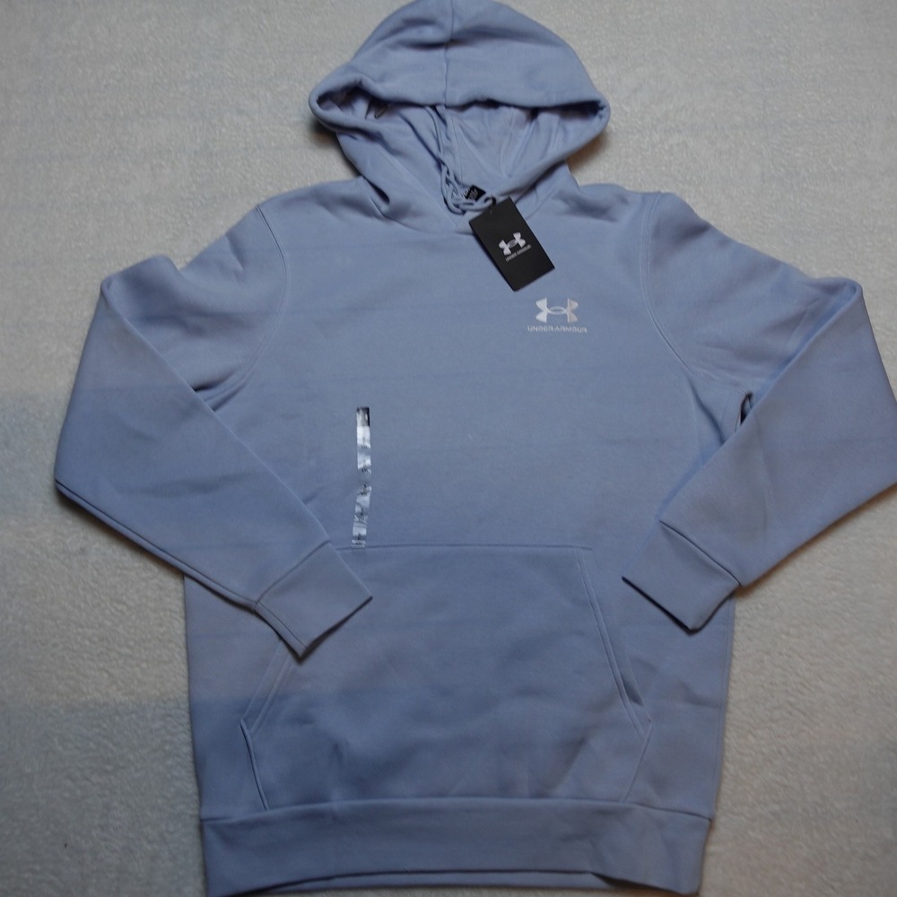 Under Armour Icon Fleece Hoodie Mens Small Blue Loose Fit 1373880-453